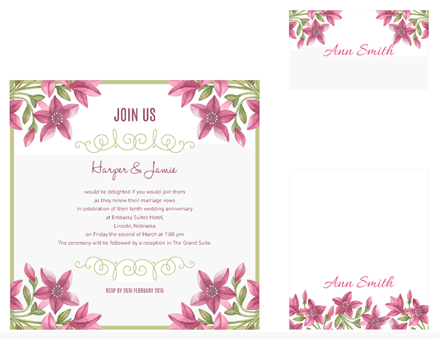 square invitation - table cards - escort cards