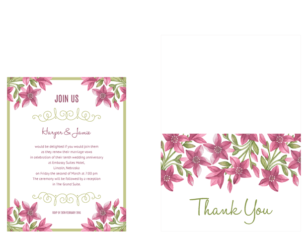 Small invitation and thank you note