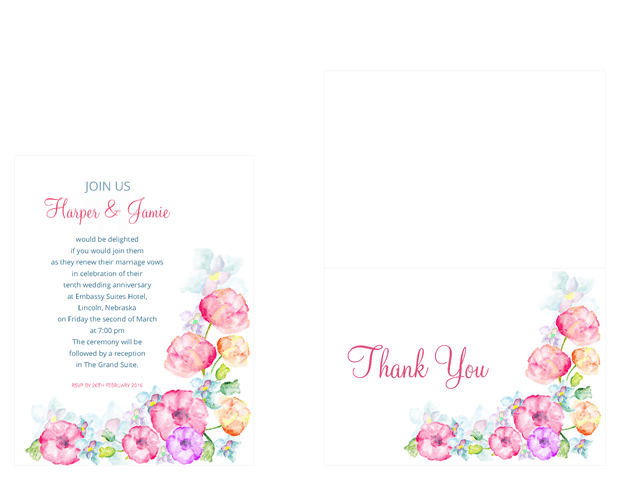 Small invitation and thank you note