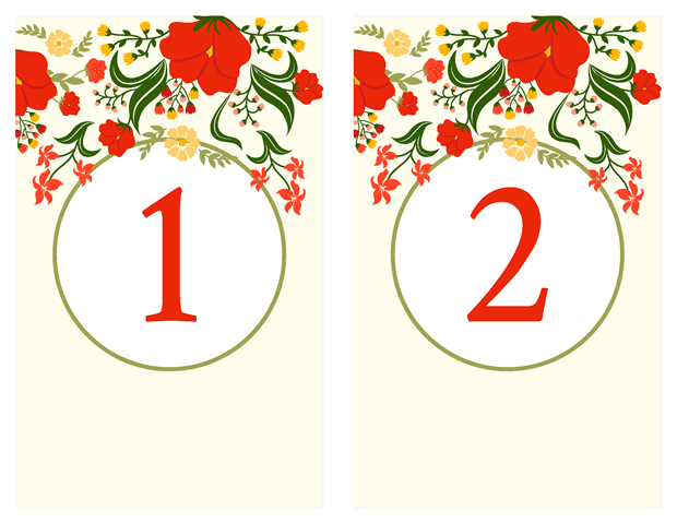 Table Numbers - Wild Flowers Vow Renewal Invitation Suite