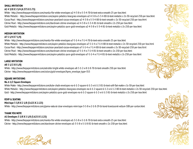 Gold recommended paper and envelopes