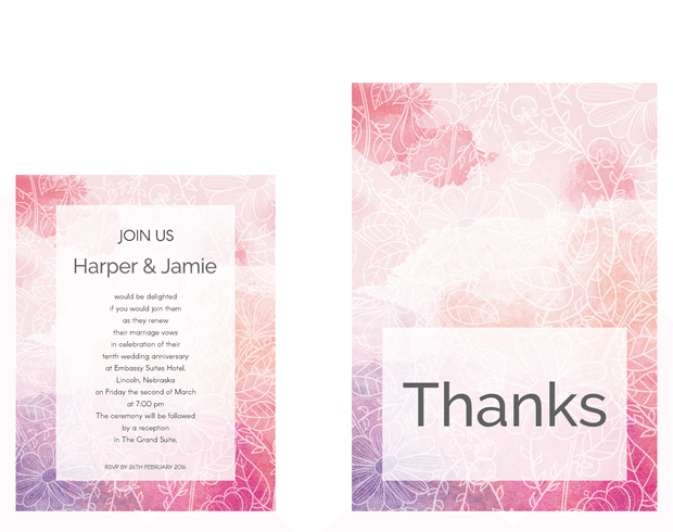 Small invitation and thank you note