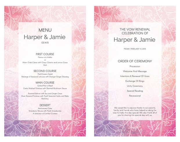 Ceremony Program and Menu