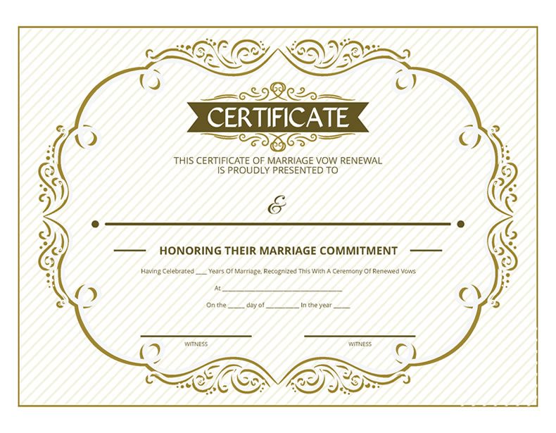 Renewal Of Wedding Vows Certificate Template Wedding Vows